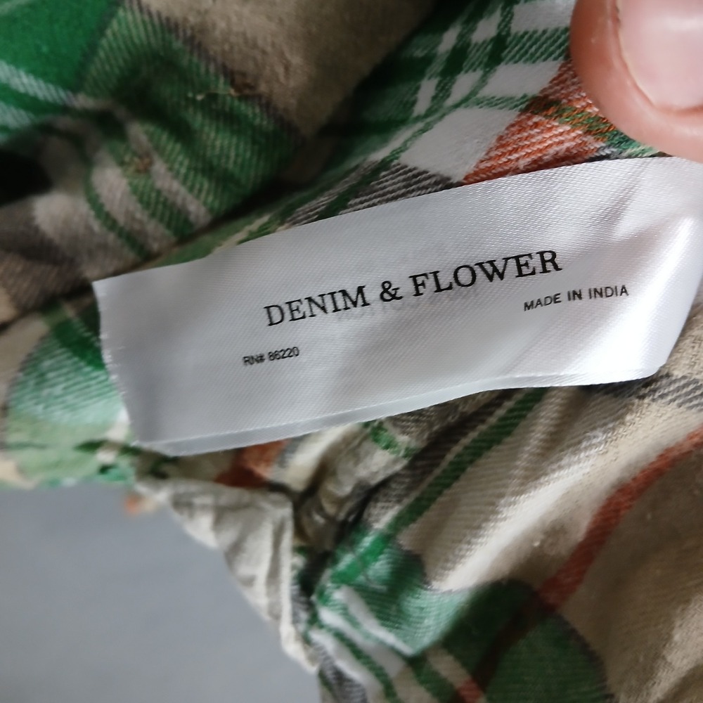 Denim & Flower Ricky Singh Shirt Mens Large Multicolor Flannel Plaid Button Up - Picture 5 of 8